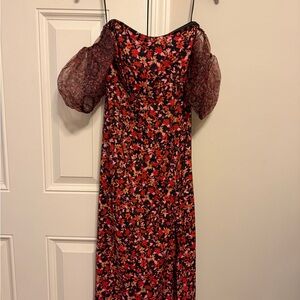 French Connection Red and Black Floral Maxi Dress